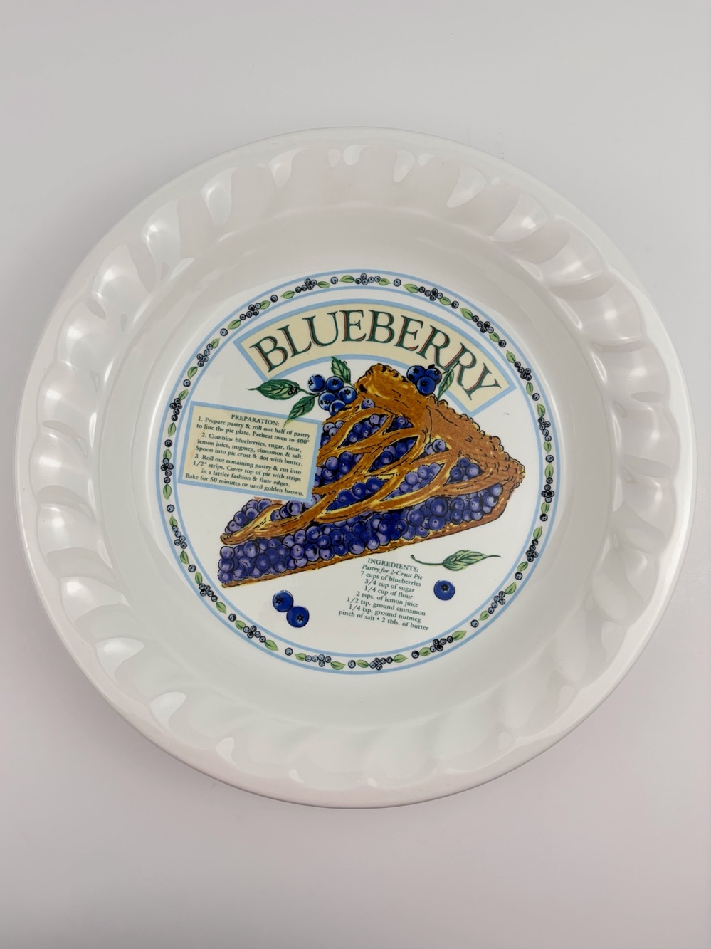 VTG Himark Korea Blueberry Pie Recipe Plate The Golden Pie Collection 10.5 in